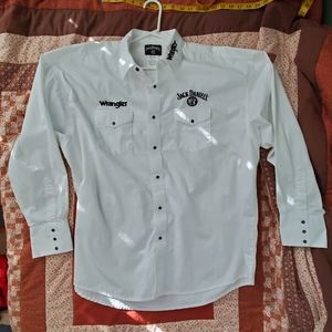 Jack Daniel's Wrangler Long Sleeve Button Up XXL Men's shirt. White/Black. NWOT.